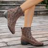 Fashion Leopard Print Kitten Heel Autumn New Round Toe Side Zip Soft Sole Non-slip Wear-resistant Short-thigh Boots