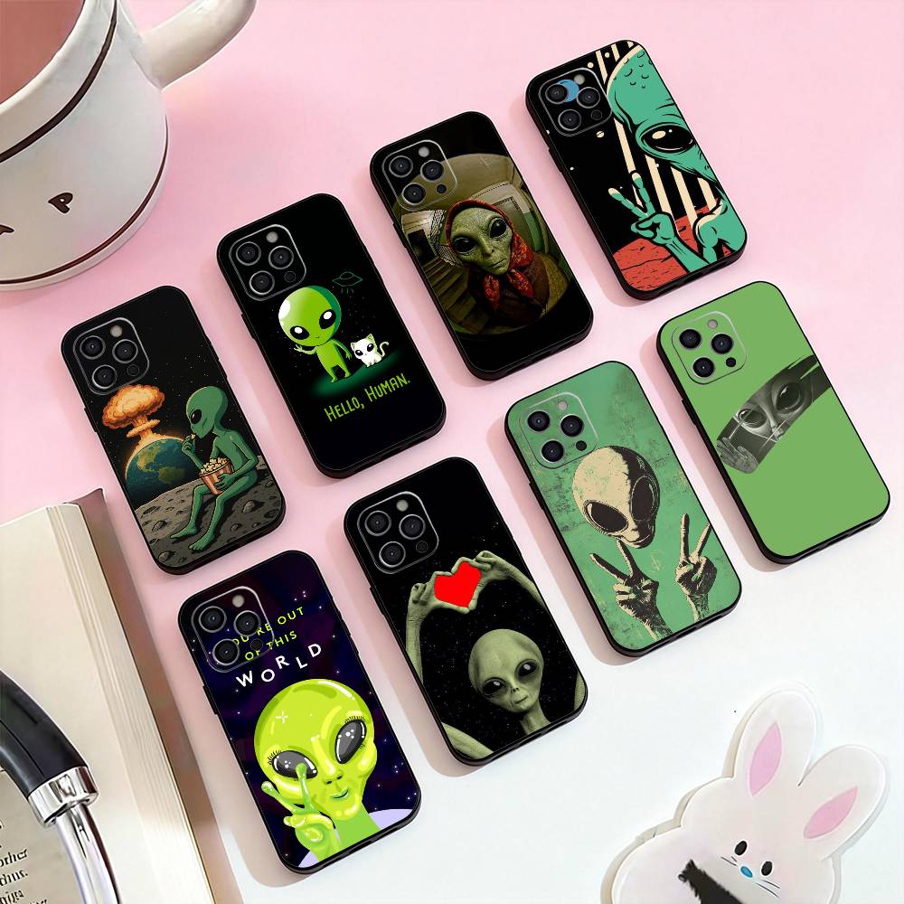 Funny Space UFO Alien Thing Phone Case Silicone Soft For IPhone 17,16,15,14,13,12,11,XS,Plus Pro Max