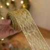 Mesh Yarn Christmas Tree Ribbon Gold Wire Edge Fabric Craft Ribbon  New Year