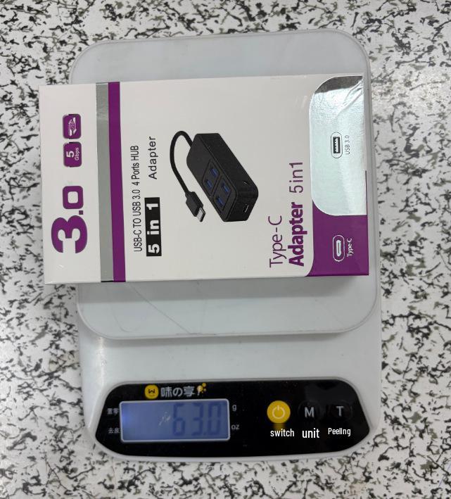 USB-C концентратор 5-в-1 с питанием от сети, 4-портовый USB 3.0 разветвитель для ноутбука
