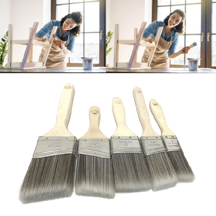 5Pcs Edger Paint Brush Flat and Angled Painting Brush Set with Wood Handle for Frame Wall Ceiling Edges Trim