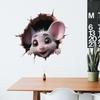 Наклейки из ПВХ с мышками и кошками 3D 3D самоклеящиеся наклейки креативные мышиные норы настенные наклейки для домашнего декора