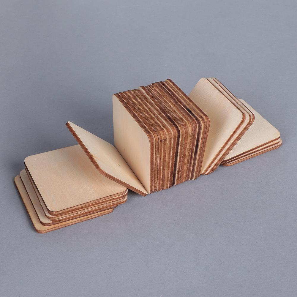 Wedding Decor Scrapbooking DIY Writing Ornament Wooden Tags Blank Plaque Square Wood Pieces