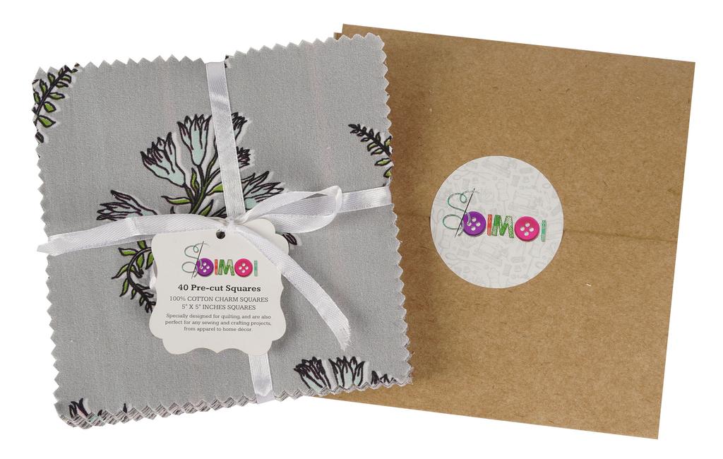Soimoi Florals Print  Precut 5-inch Cotton  Fabric  Quilting  Squares  Charm Pack DIY Patchwork Sewing Craft-Light FR
