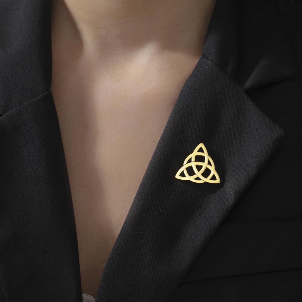 Dawapara Vintage Triquetra Brooch Ladies Pin Heart Trinity Knot Irish Protection Talisman Stainless Steel Accessories