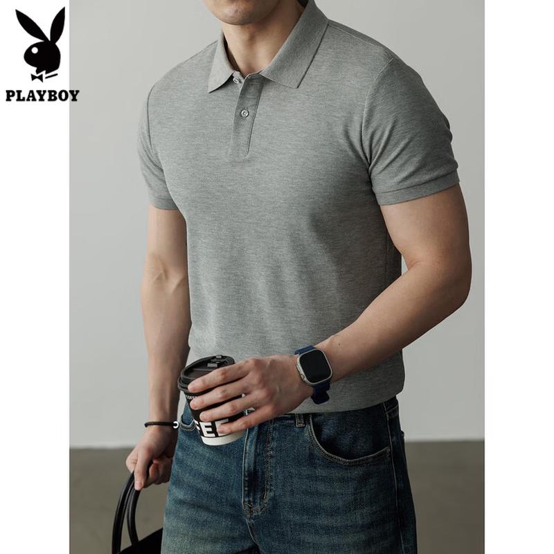PLAYBOY Мужская рубашка-поло в стиле business casual из чистого хлопка