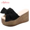 Fashion Aphixta Platform Wedge Slippers Women Outside Shoes Clog Riband Butterfly-knot Sandals Girls Flip Flop Slides Pantoufle Femme