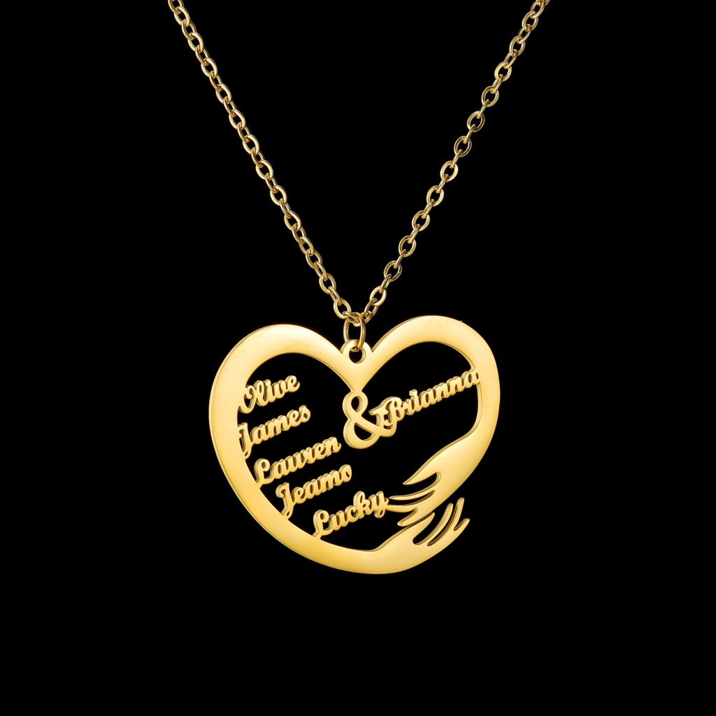 Atoztide Personalized Custom Name Necklace for Women Stainless Steel Heart Pendant Nameplate Choker Link Chain Jewelry Gifts