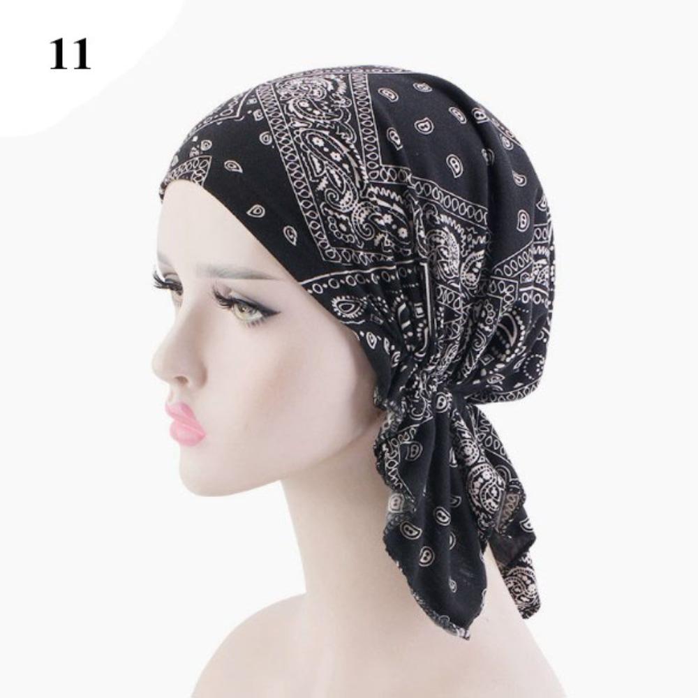 Floral Print Turban Women National Wind Cotton Hat Bandana Chemotherapy Hat Sleep Caps Beanies Headwrap Fashion Casual