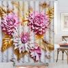 3D Цветочная шторка для душа: Насладитесь потрясающим дизайном, мягкой тканью и роскошной атмосферой для вашей элегантной ванной комнаты.
