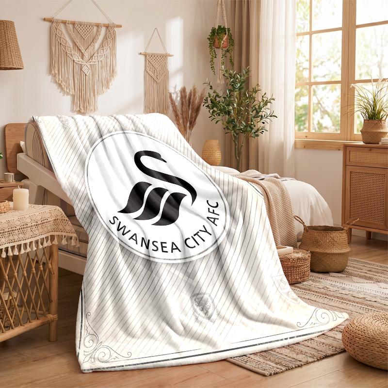 Swansea City Theme Fleece Blanket Cozy Soft Plush Blanket For Bedroom Couch Travel