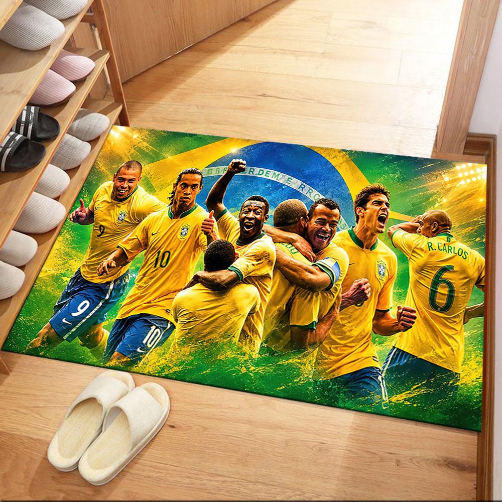 Brazilian Footballer Number Ten Square rugs are a great choice for living rooms, bedrooms, home décor, and as gifts.