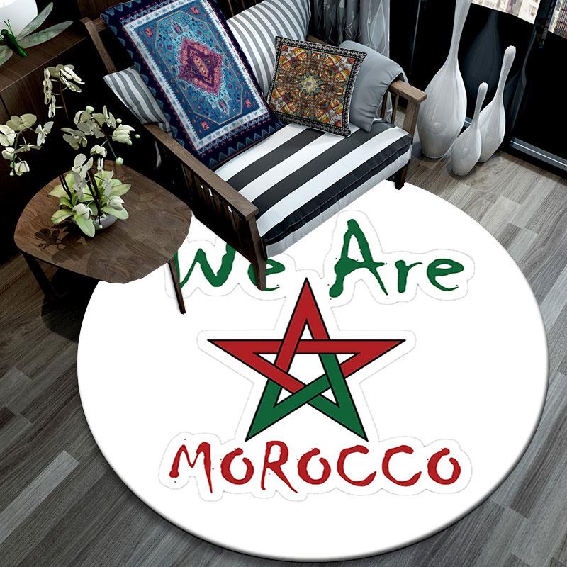 Morocco pattern round rug,Carpet Rug for Living Room Bedroom Playroom ,Non-slip Floor Mat,Holiday Gifts and Birthday Gifts.
