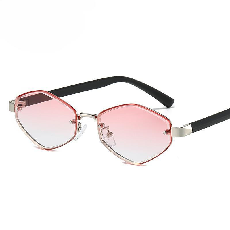 Fashion Small Polygonal Sunglasses Women Metal Rhombus Sun Glasses Ladies Hipster Sexy Cat Eye Shades Vintage
