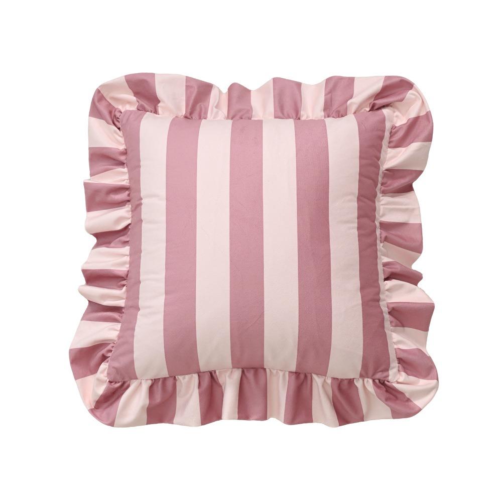 Striped Pillow Case Cover Lotus Leaf Skirt Edge Soft Pillowcase Home Decor Velvet Bedding Pillow Cover Bedroom Living Room