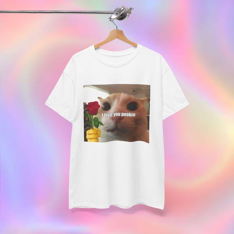 Cat Meme Shirt I Love You Pookie Cat Printed Tshirt Cute And Minimalist Round Neck Tshirt For Couples