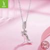 Pink High Heels S925 Sterling Silver Pendant Accessories Fairy Princess Style Diy Bracelet Beaded