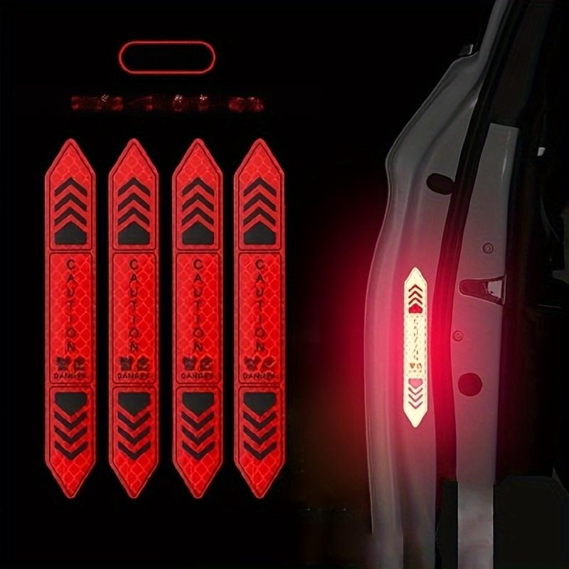4-Pack Night Reflective Car Door Stickers Plastic Safety Warning Decals14*2cm/5.51*0.79in Visible At 300 Meters