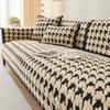 Houndstooth Sofa Cushion Winter Thickened Fleece Cushion New Non-Slip Leather Sofa Cover Cover Cloth Cushion