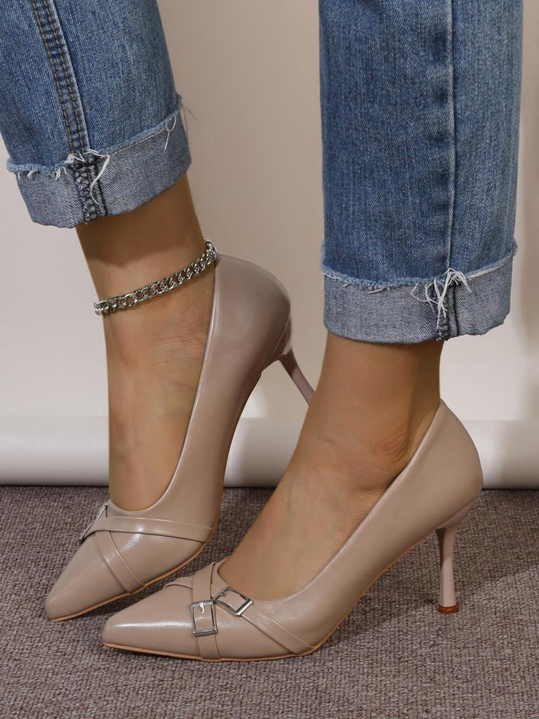 Модные женские туфли на высоком каблуке, сексуальные сандалии с острым носком и ремешком на пятке, 2024 лето, новые шлепанцы, элегантные туфли-лодочки для платья, удобная женская обувь