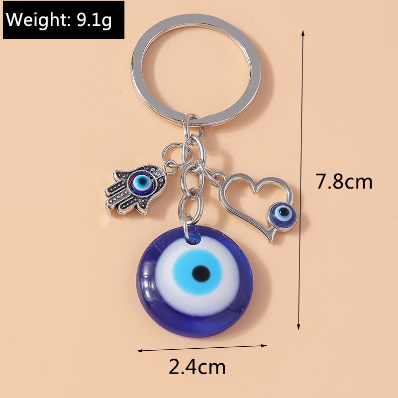Vintage Turkish Lucky Evil Eye Keychain Hamsa Hand Key Rings for Men Women Key Holder Handbag Pendants DIY Jewelry Gifts