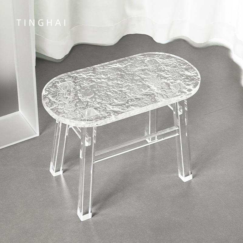 Nordic Furniture,Stone Patterned Acrylic Stool,Transparent Shoe Changing Stool,Creative Footstool,Leisure Seat Chair,Customized