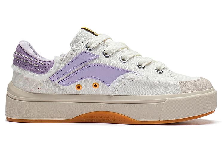 Li Ning Comfy Casual Low top Skateboard Shoes Women's White Purple AGCS036-2