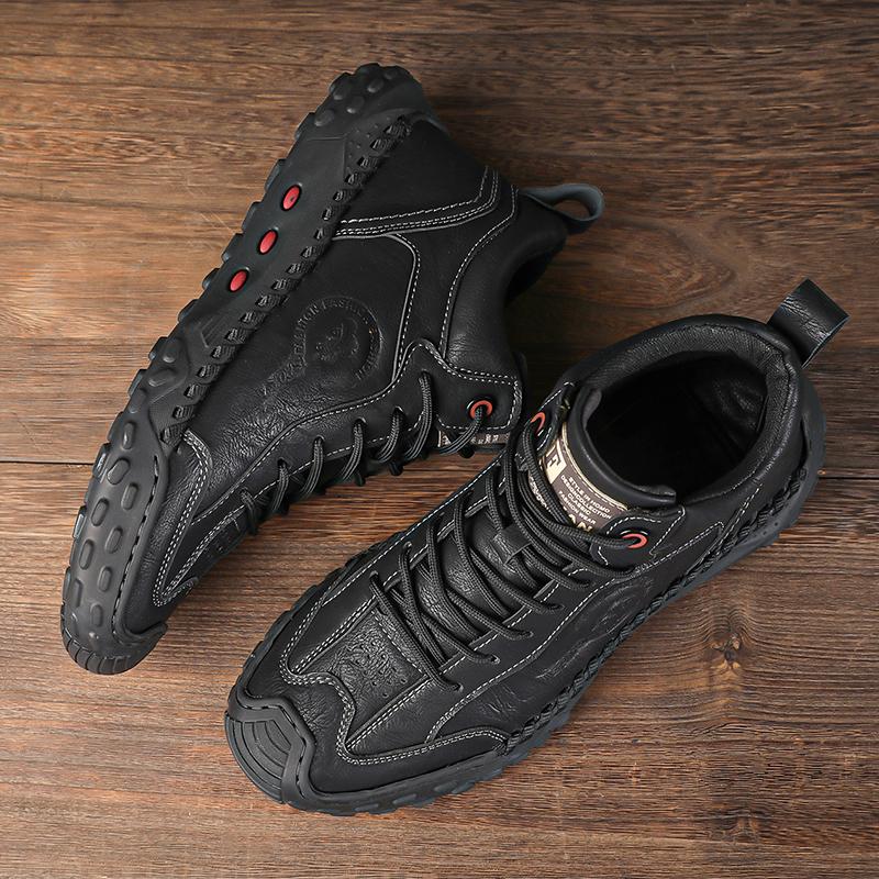 Мужские кроссовки для кемпинга, походов, повседневные, кожаные, ручной работы, на плоской подошве, дизайнерские, для путешествий, ходьбы, модные, противоскользящие, для альпинизма
