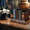 Винтажный Деревянный Держатель для Ручек в Форме Книги - Многофункциональный Ретро Органайзер и Декор для Рабочего Стола в Офисе и Дома