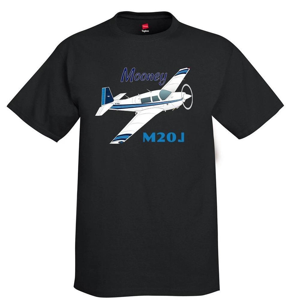 Mooney M20J / 201 (Синий #2) Футболка с самолетом - Персонализированная с вашим номером