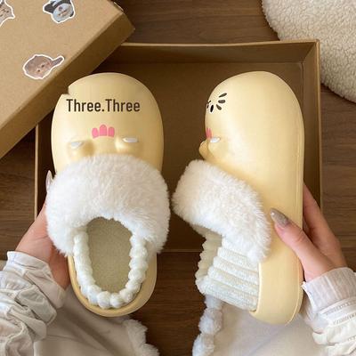 Универсальные водонепроницаемые хлопковые тапочки на мягкой подошве из ЭВА – женская зимняя обувь для улицы со съемным принтом