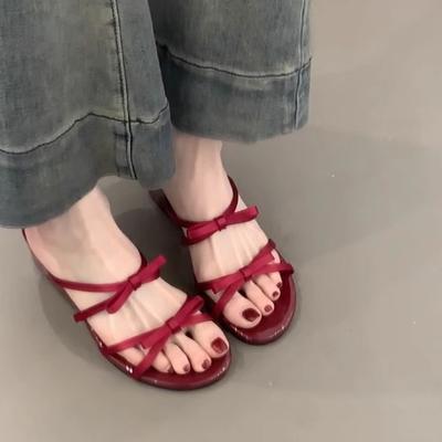 Босоножки с бантом, женская летняя одежда 2025 года, новые французские потрясающие туфли на высоком каблуке с эффектом феи и ветра