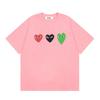 Cotton Short Sleeve T-Shirt With Heart Embroidery Couples Loose Fit Unisex Streetwear Tee