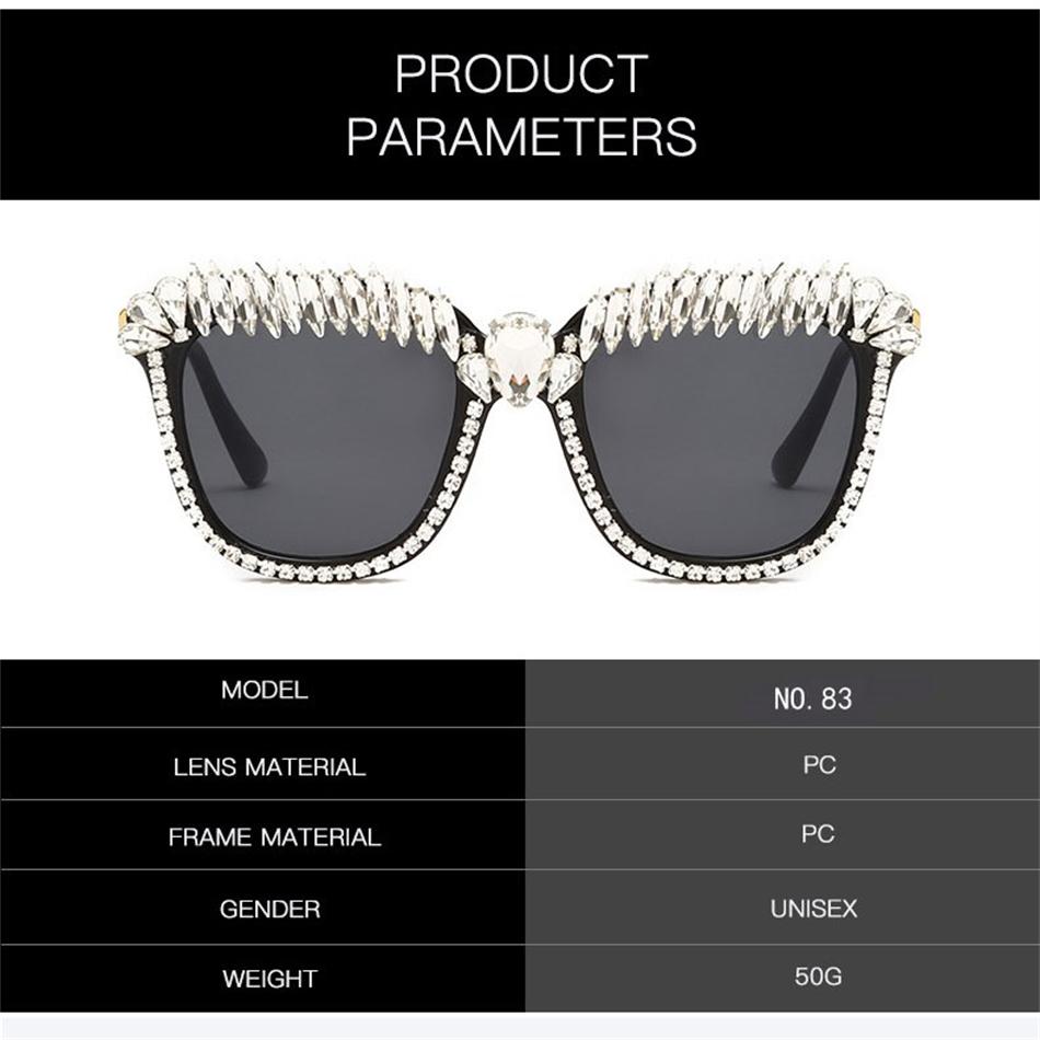Vintage Cat Eye Diamond Sunglasses Women Female Luxury Brand Designer Rhinestones Sunglasses Big Retro Eyewear Shades Uv400
