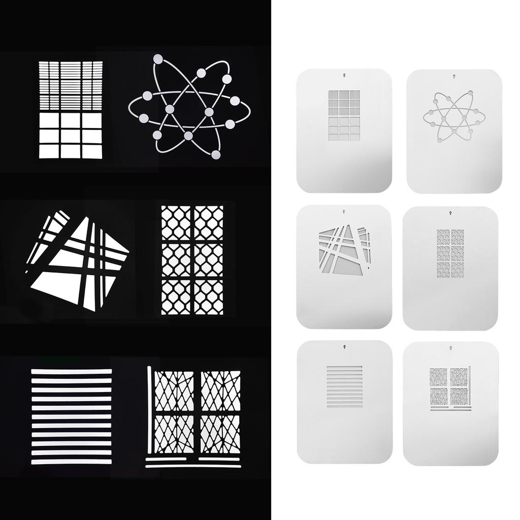 6pcsCelsiusset Gobos Graphics Cards Metal Plates with Hollow Patterns for Optical Snoot Conical Focalize Condenser Art Special Effects Shaped Beam Lig