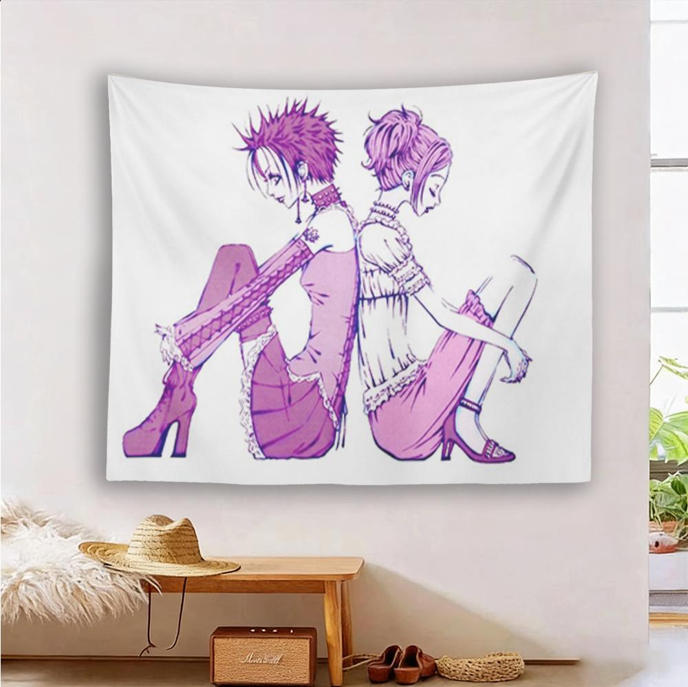 NANA Anime Nana & Hachi Pink Art Large Tapestry, Large Wall Tapestry, Cool Room Decoration Items for Bedroom