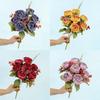 7 Heads Simulation Flower Rose Silk Petals Faux Flower Rose Artificial Flowers  Home Decoration