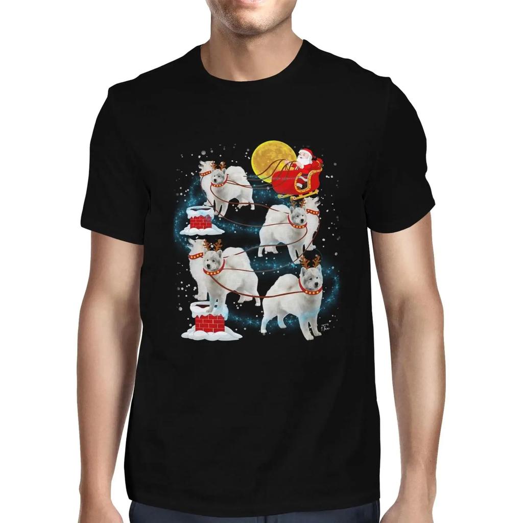 1t T Shirt Unisexs Santa Claus And His Husky Sleigh Vintage Graphic Versatile Soft Slightly Stretched Comfortable Casual