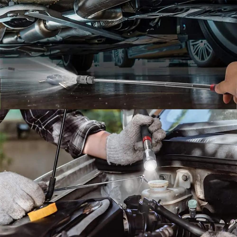 Новая длинная ручка, телескопическая магнитная палка, телескопические регулируемые магнитные захваты, магнитная телескопическая магнитная ручка со светодиодной подсветкой