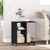 Movable Side Table with Wheels, 2-tier Open Storage Shelves, with Side Vase Display, Kitchen and Bathroom Corner Shelf, 50x30x55 Cm