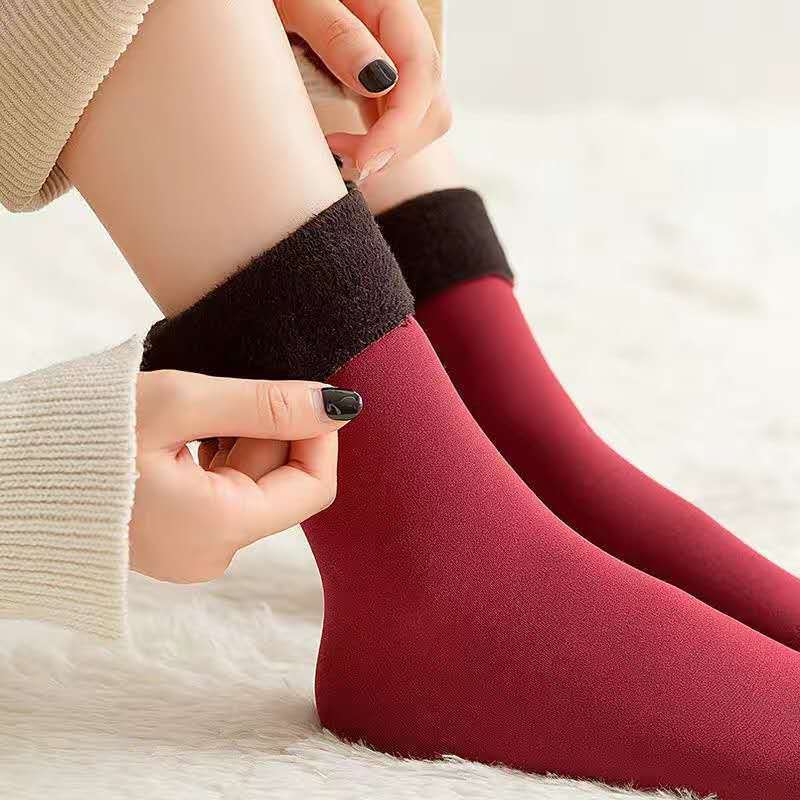 Men Women Socks Winter Warm Thicken Thermal Socks Velvet Cotton Soft Solid Sock Wool Cashmere Home Snow Floor Sock Autumn
