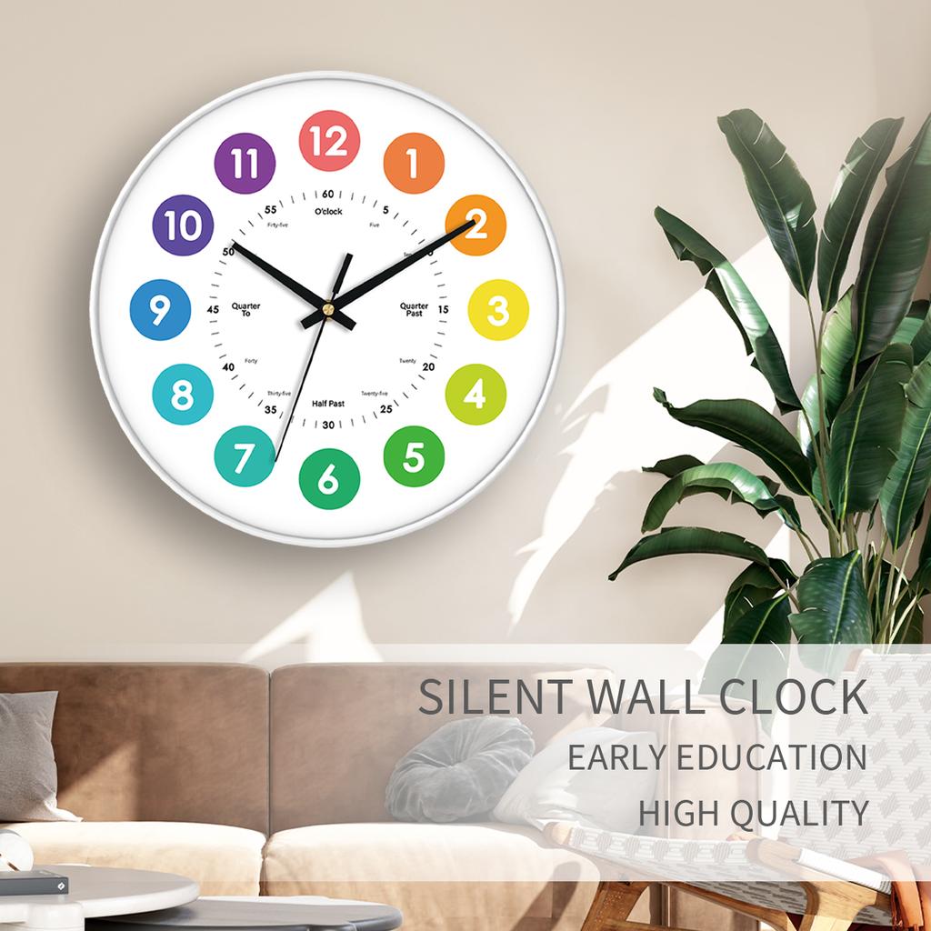 Children's Educational Quartz Analog Needle Display Wall Clock for Kindergarten Learning Customizable Color & Logo