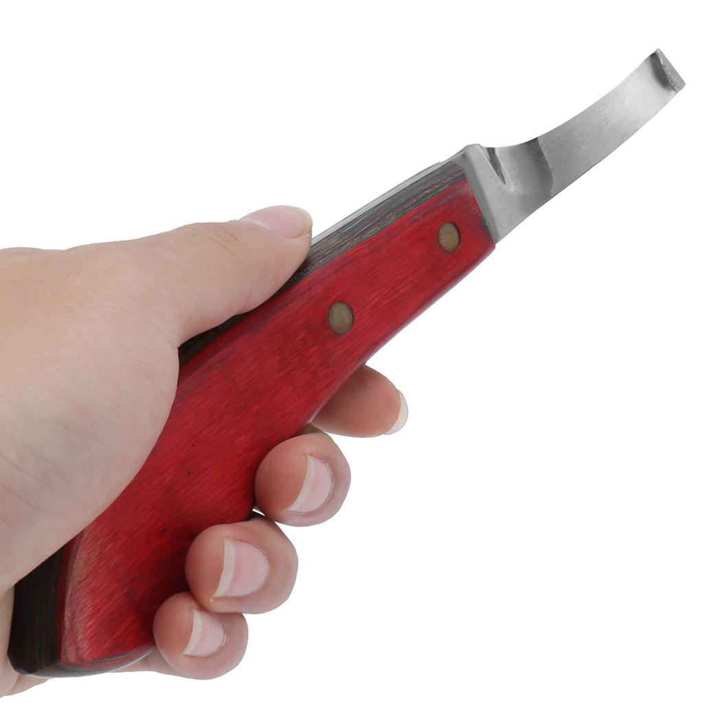 Нож для копыт, изогнутый для правой руки, триммер для копыт, очиститель с деревянной ручкой для кузнеца