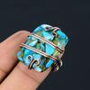 Copper Turquoise Handmade Copper Wire Wrap Jewelry Ring Size 6.5 H6k07