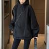 Spring Autumn Women Hooded Jackets Diagonal Zipper Design Vintage Baggy Outdoor Casual Jacket Lady