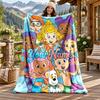 Bubble Guppies Custom Name Flannel Blanket Personalized Soft Warm Plush Throw Blanket Customized Gift for Family Friends