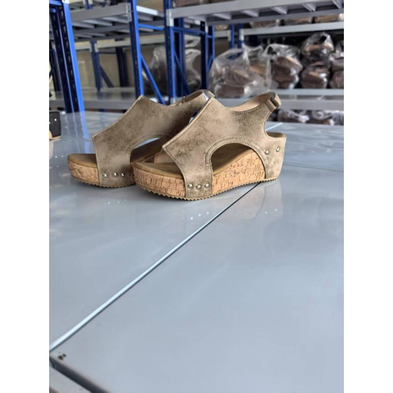 Большого размера тапочки на танкетке, летние новые ретро сандалии на платформе, женские тапочки-маффины с открытым носком