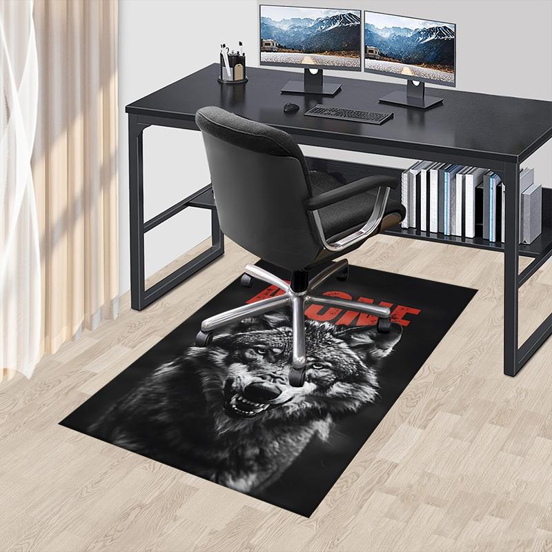 1pc wolf alone Carpet Anti Slip Polyester Floor Mat for office.Bedroom