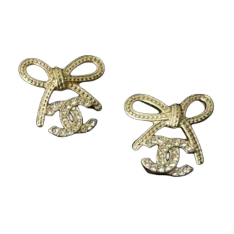 Chanel Серьги-гвоздики со стразами Женские Золотые ABG601B22434U4562