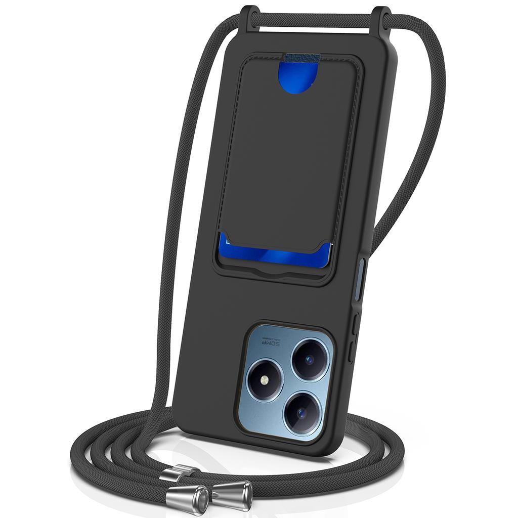 Для Realme Note 60x 4G/C63 4G/C61 4G/C61 (Индия) Чехол для 4G/Narzo N63 4G/Note 60 Силиконовый с держателем для карт Задняя крышка со шнурком